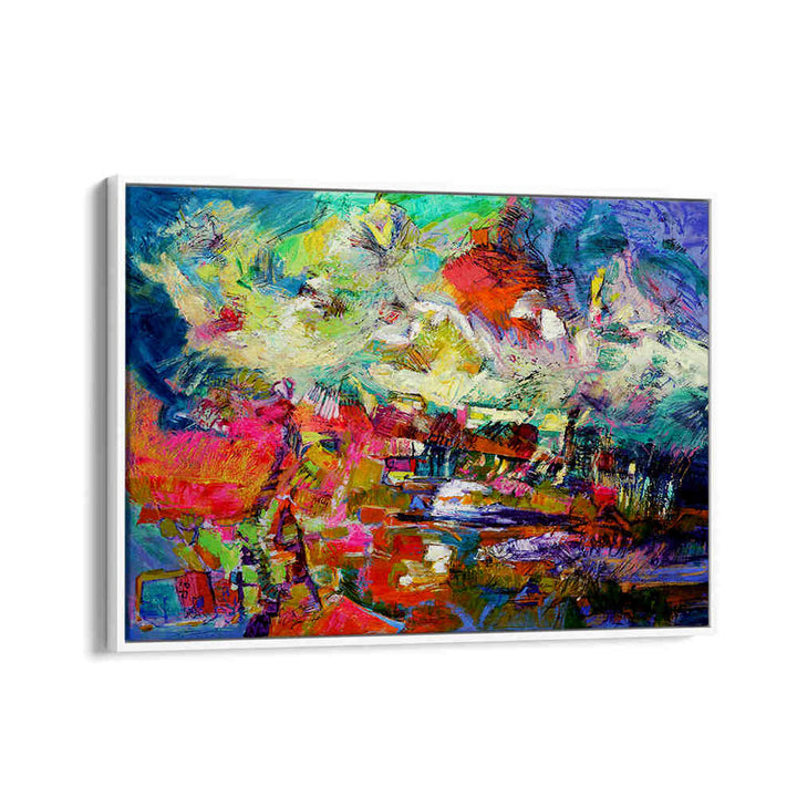 WHITEFLOATER EXPRESSIONIST , ABSTRACT PAINTINGS vibrant canvas with bold color, movement and layered strokes