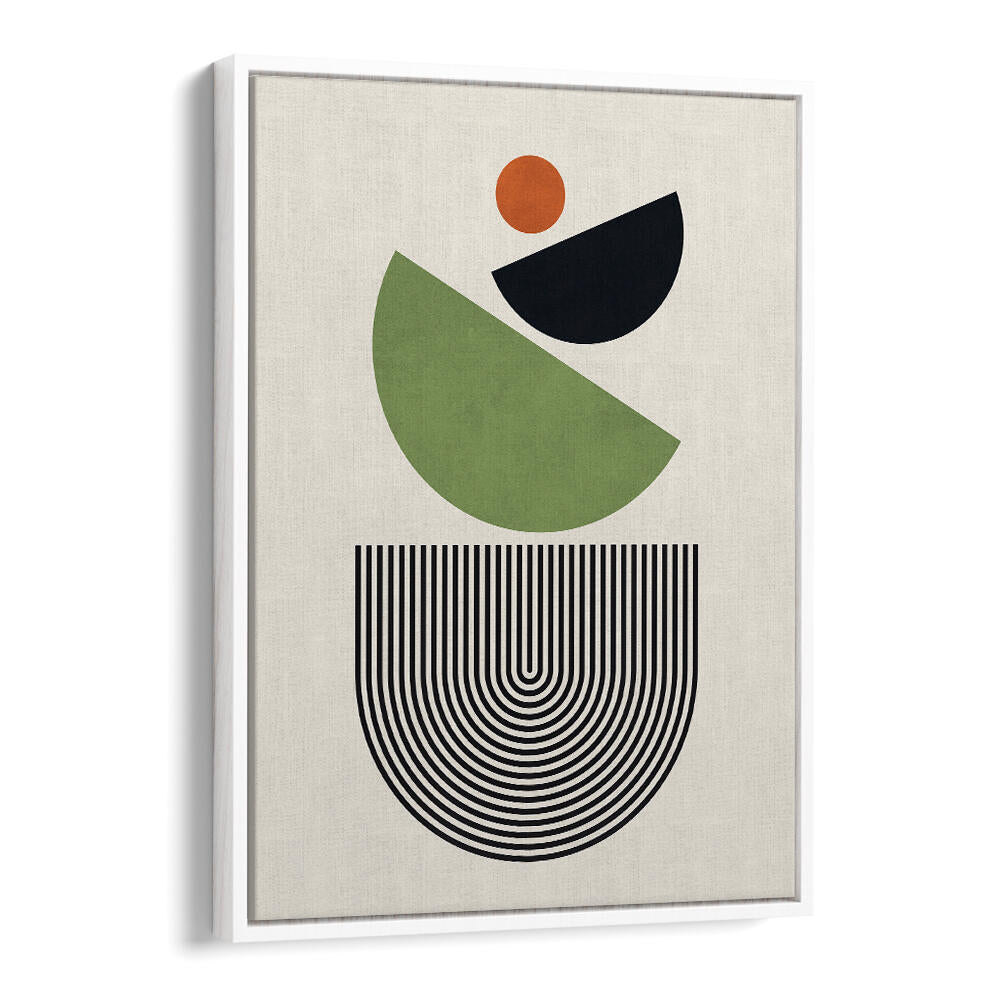 GEOMETRIC SHAPES IN GREEN BLACK AND ORANGE , GEOMETRIC ART PRINTS