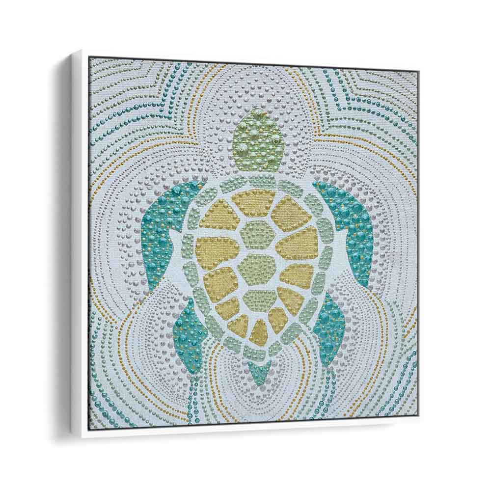Vibrant GREEN SEA TURTLE, ANIMAL PAINTINGS artwork, perfect for enhancing your space with abstract wildlife decor.