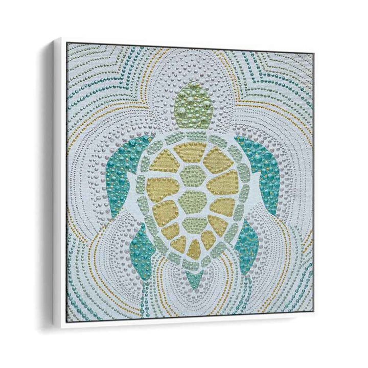 Vibrant GREEN SEA TURTLE, ANIMAL PAINTINGS artwork, perfect for enhancing your space with abstract wildlife decor.