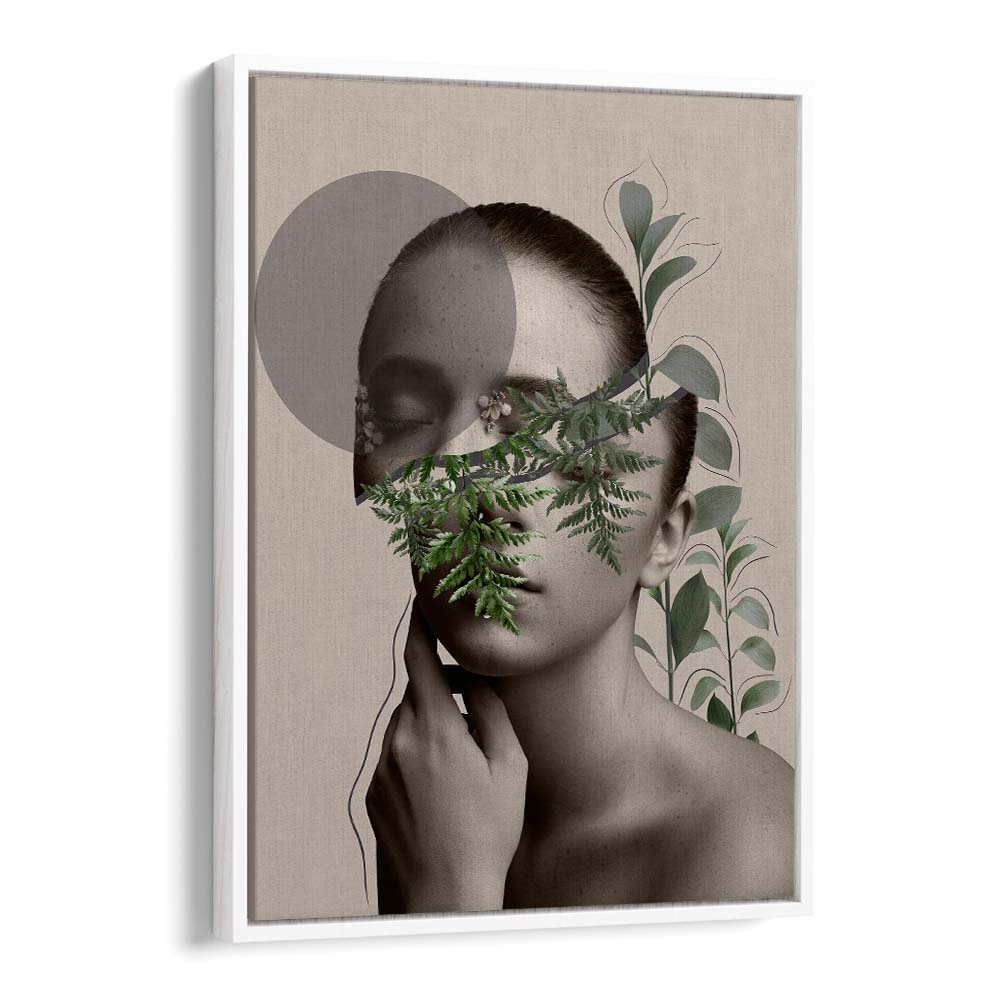 Captivating LILI I, PORTRAITS artwork blending abstract human figure art with lush botanical elements.