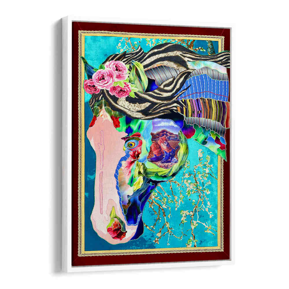 Vibrant LUMINOUS STEED, ANIMAL PAINTINGS showcasing a colorful horse with flowers, perfect for art lovers.