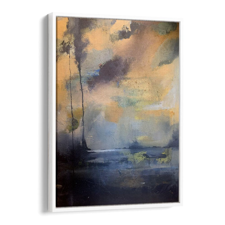 Stunning MOODY SKY, ABSTRACT PAINTINGS featuring a blend of colors and emotions in an abstract landscape design.