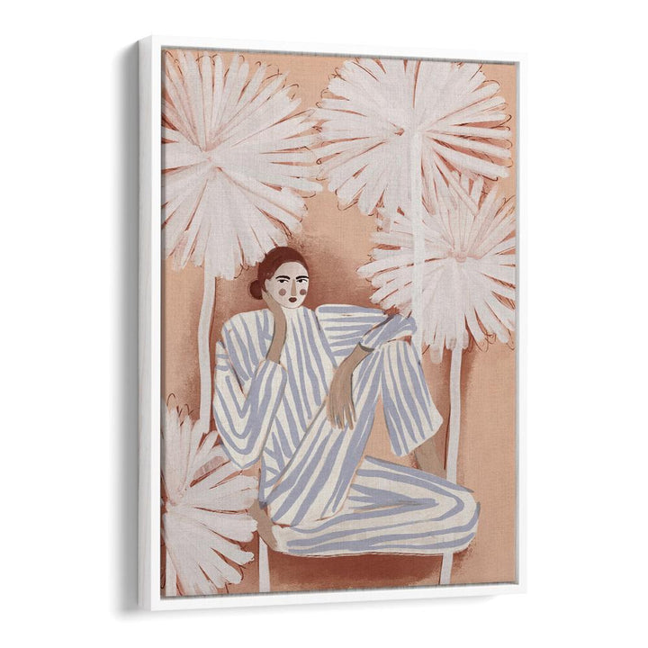 PEACEFUL WOMAN AMONG LEAVES