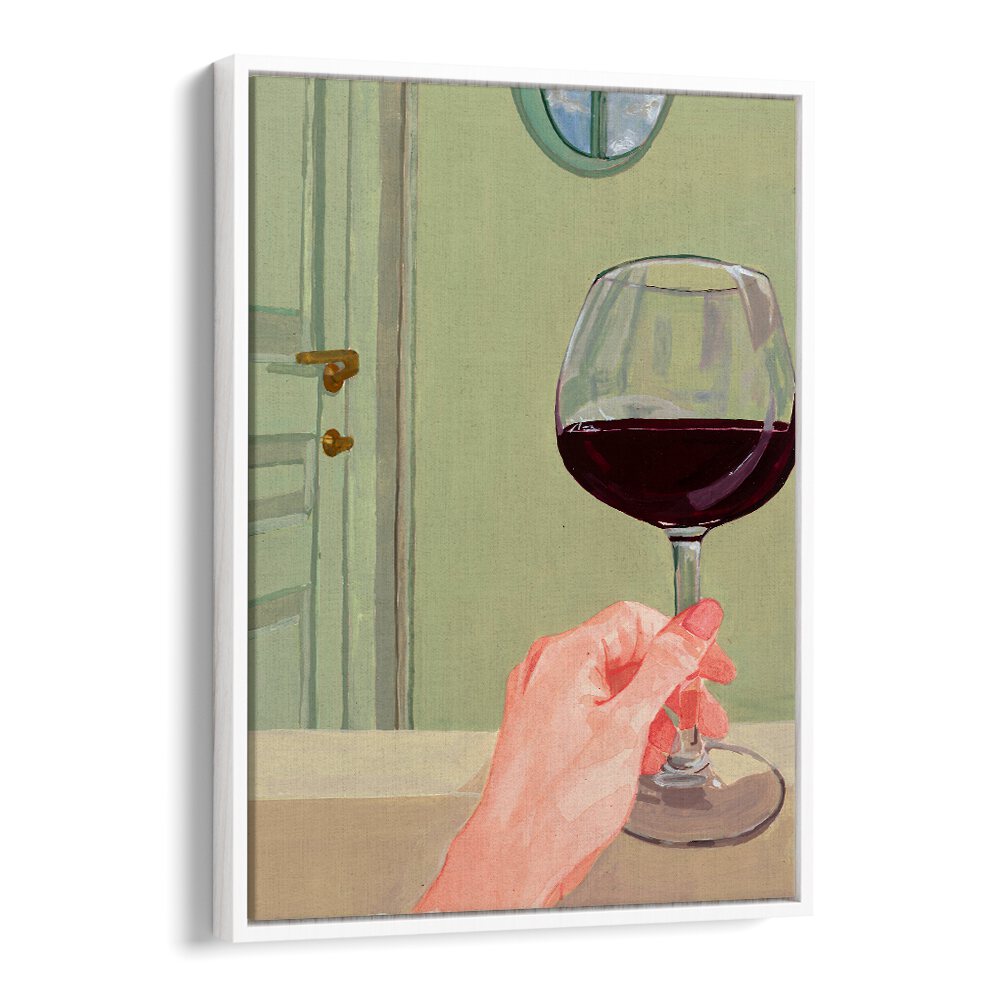 Elegant painting showcasing a hand holding a wine glass, perfect for enhancing your QUALITY TIME, BAR decor.