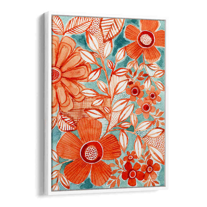 RED DAISIES WITH AQUA