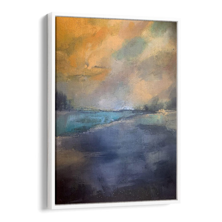 Abstract SEA AND SKY LANDSCAPE painting showcases vibrant colors, enhancing your home decor with artistic beauty.