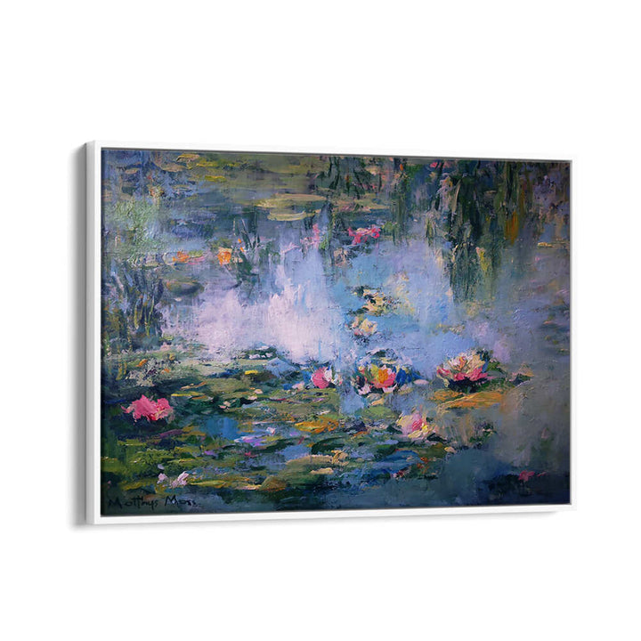 SERENE LILY POND , FLORAL FLOWER PAINTINGS