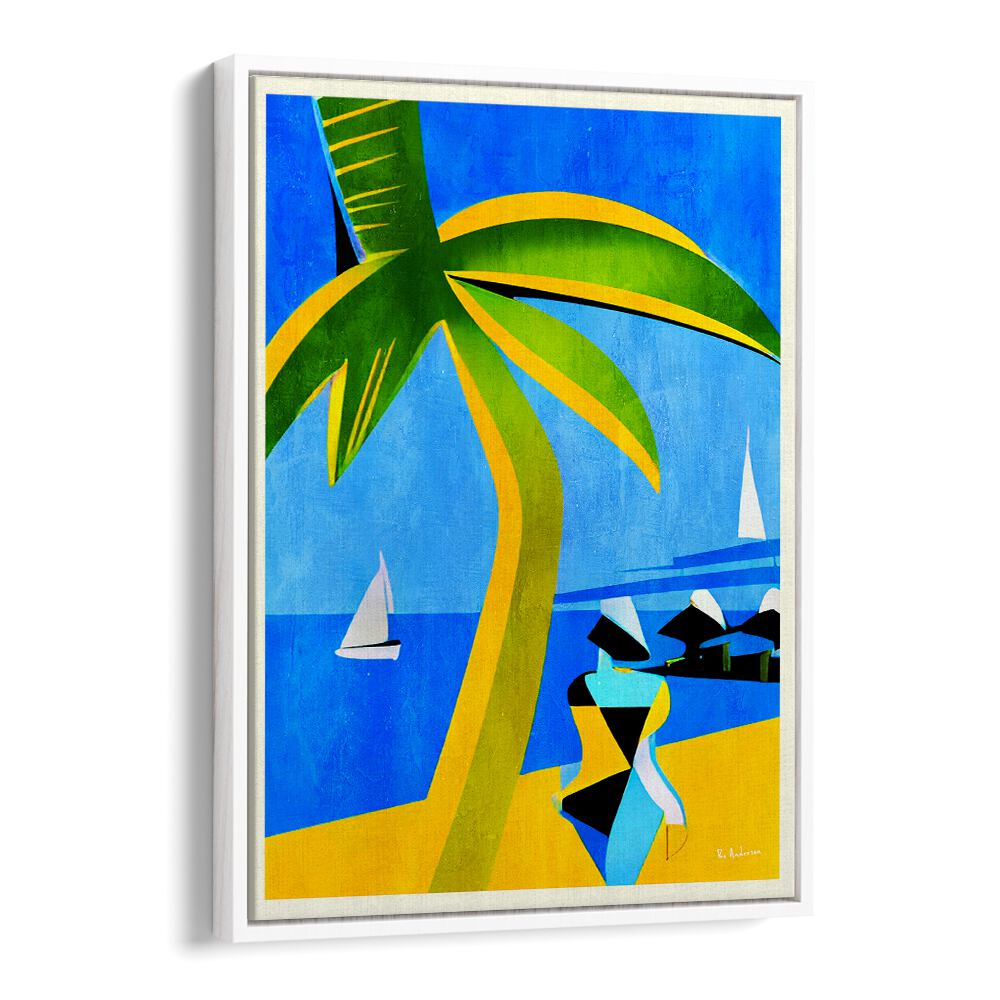 Vibrant TAHITI, BEACH PAINTINGS featuring a palm tree and serene ocean scene, perfect for your coastal decor.