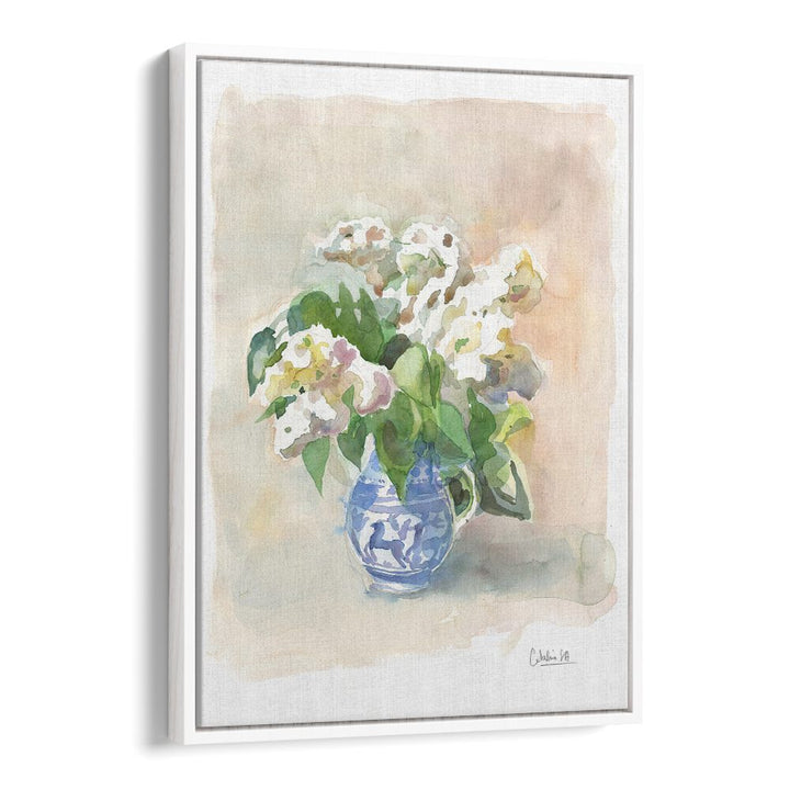 Elegant WHITE LILACS IN A VASE, FLORAL FLOWER PAINTINGS adding charm to any living space with their delicate beauty.