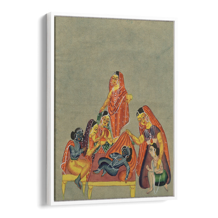 WORSHIP OF THE INFANT KRISHNA , INDIAN ART PAINTINGS