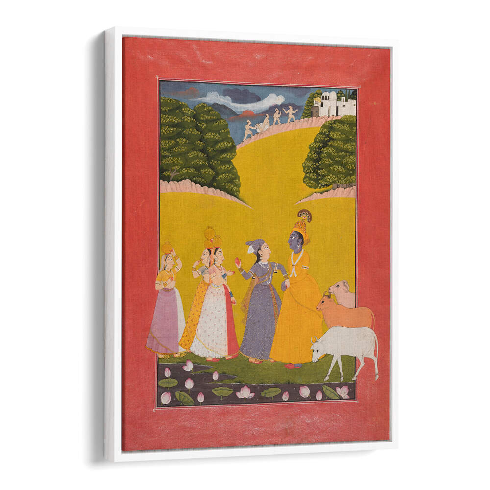 KRISHNA AMONG THE GOPIS , INDIAN ART PAINTINGS