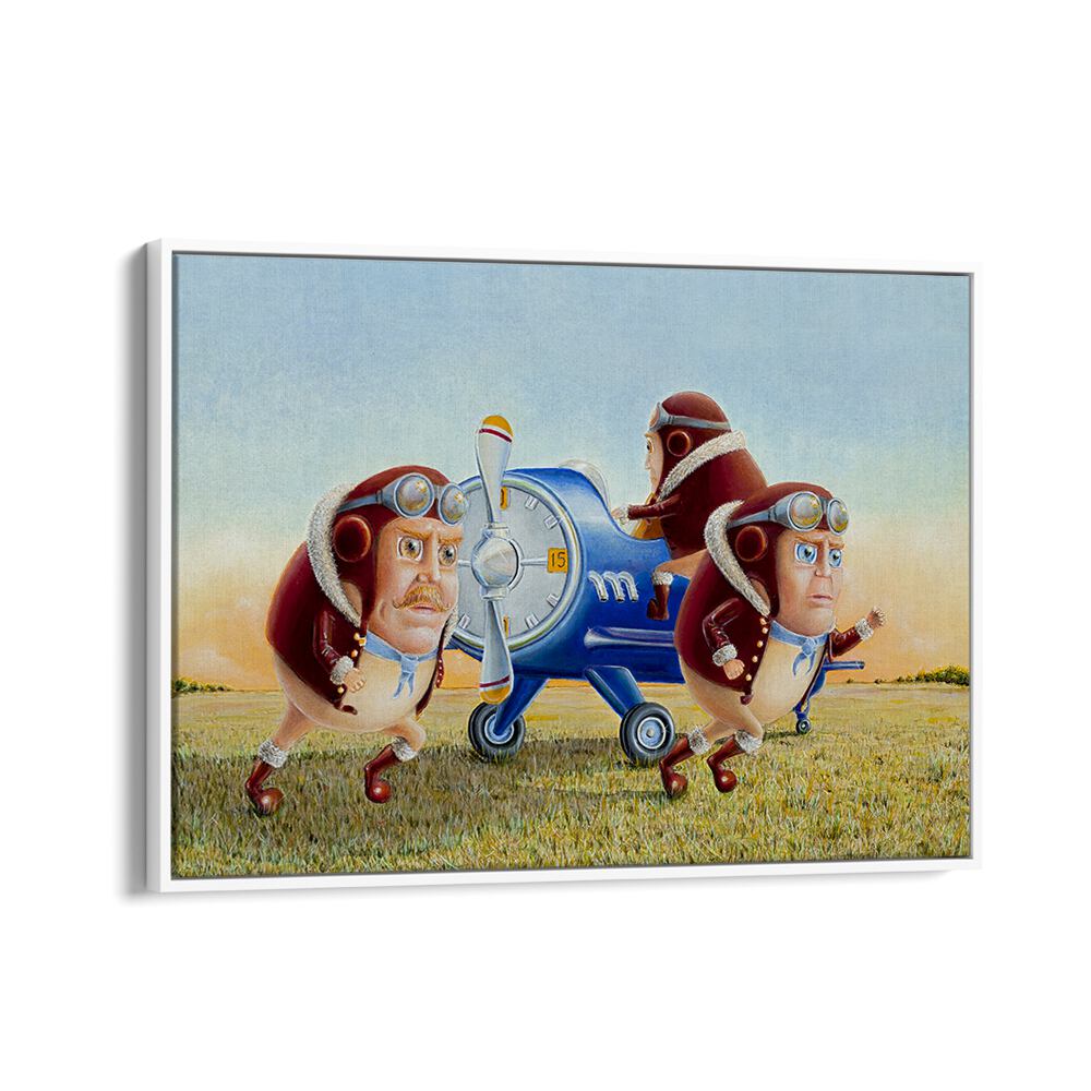 Whimsical SCRAMBLED EGGS, COMIC POSTERS featuring playful pilots in a colorful scene, perfect for adding humor to any space.