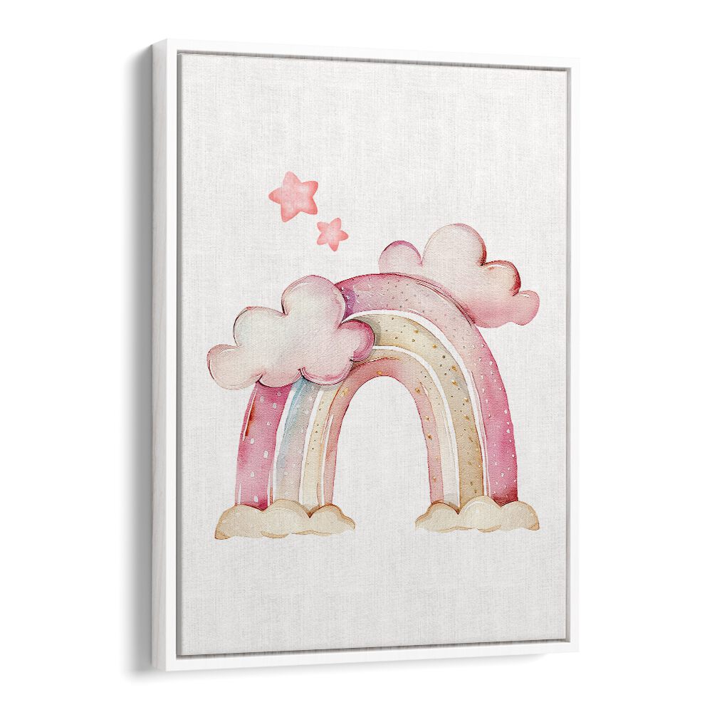 Enchanting STARRY PINK Kids Room Paintings featuring a whimsical rainbow and stars, perfect for a child's bedroom décor.
