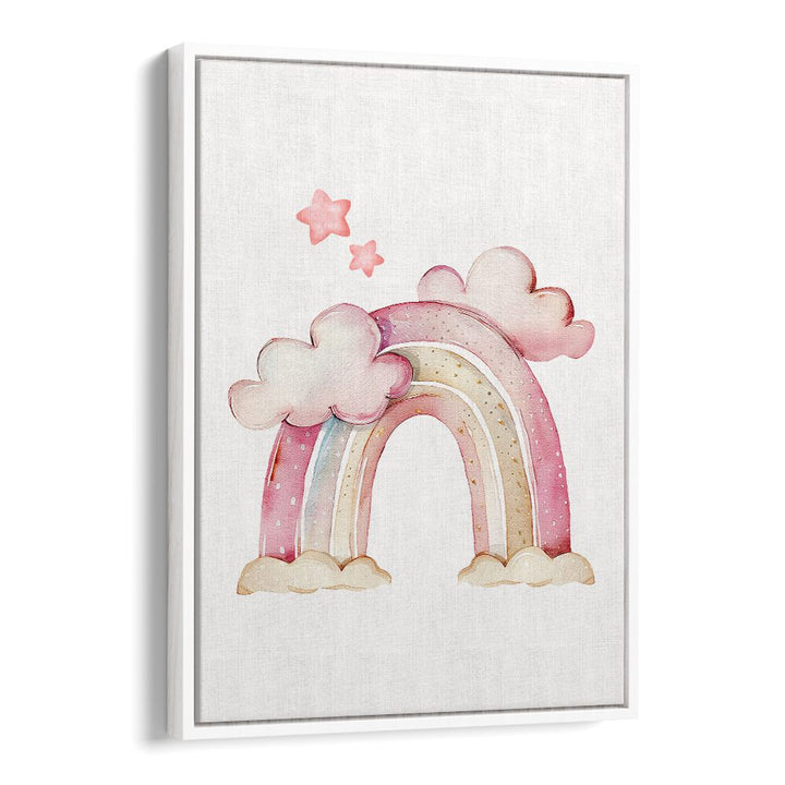 Enchanting STARRY PINK Kids Room Paintings featuring a whimsical rainbow and stars, perfect for a child's bedroom décor.