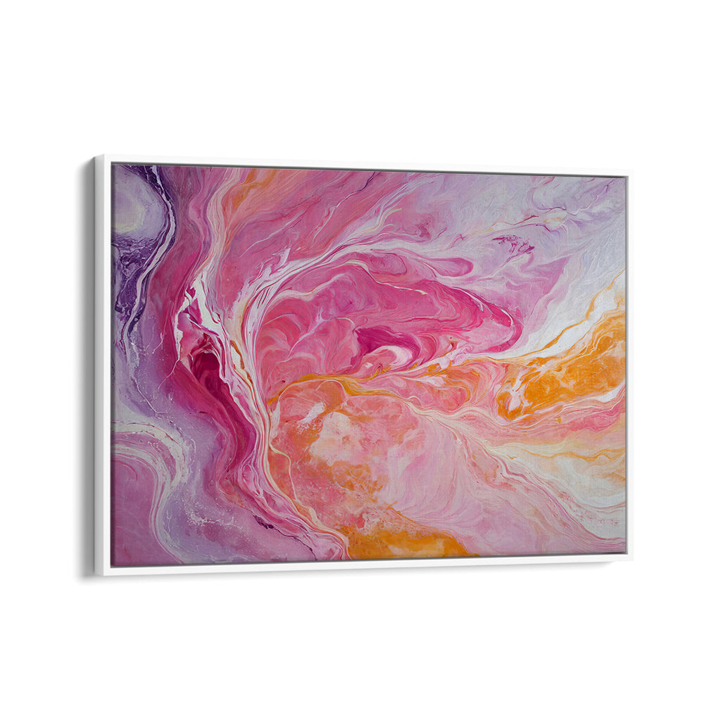 Vibrant SWIRLING PATTERNS, ABSTRACT PAINTINGS in pink and orange, perfect for bold home decor.