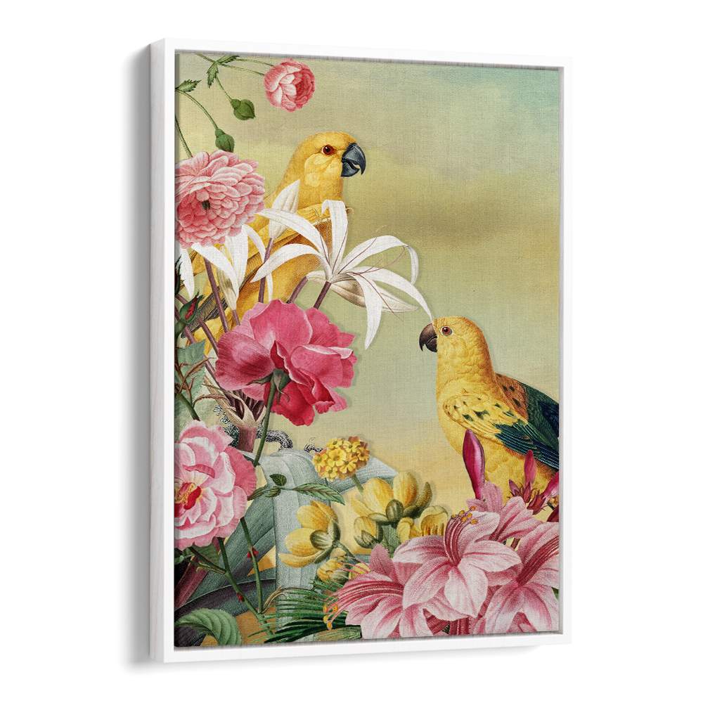 TROPICAL PARROTS AND FLOWERS
