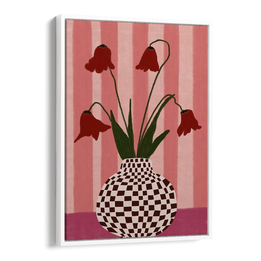 WHIMSICAL FLOWERS CHECKERED VASE
