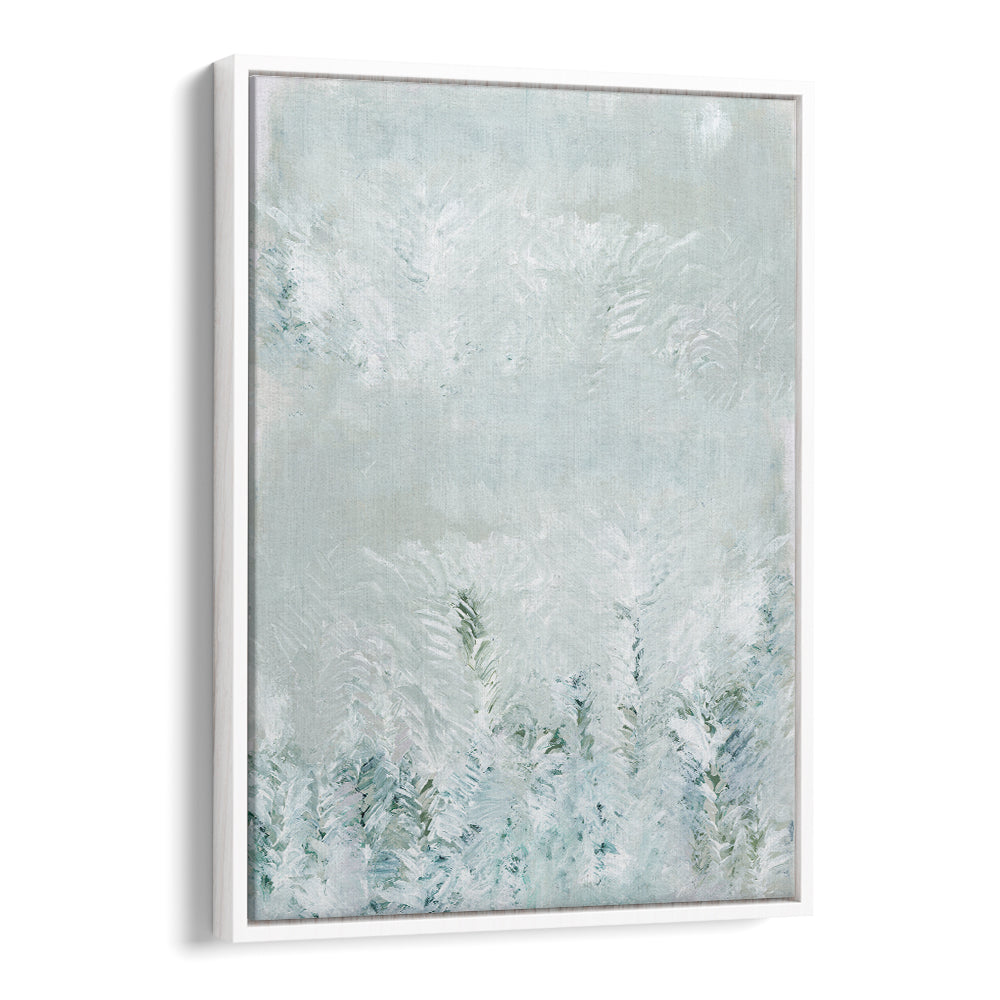 Serene WINTER WHITE FOREST II, ABSTRACT PAINTINGS, showcasing a tranquil snow-covered woodland scene. Perfect for your decor.