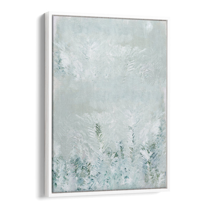Serene WINTER WHITE FOREST II, ABSTRACT PAINTINGS, showcasing a tranquil snow-covered woodland scene. Perfect for your decor.