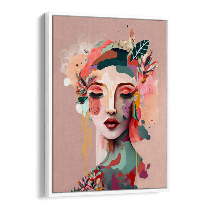WOMAN FACE PORTRAIT WITH FLORAL ELEMENTS I , PORTRAITS & FIGURATIVE ILLUSTRATIONS