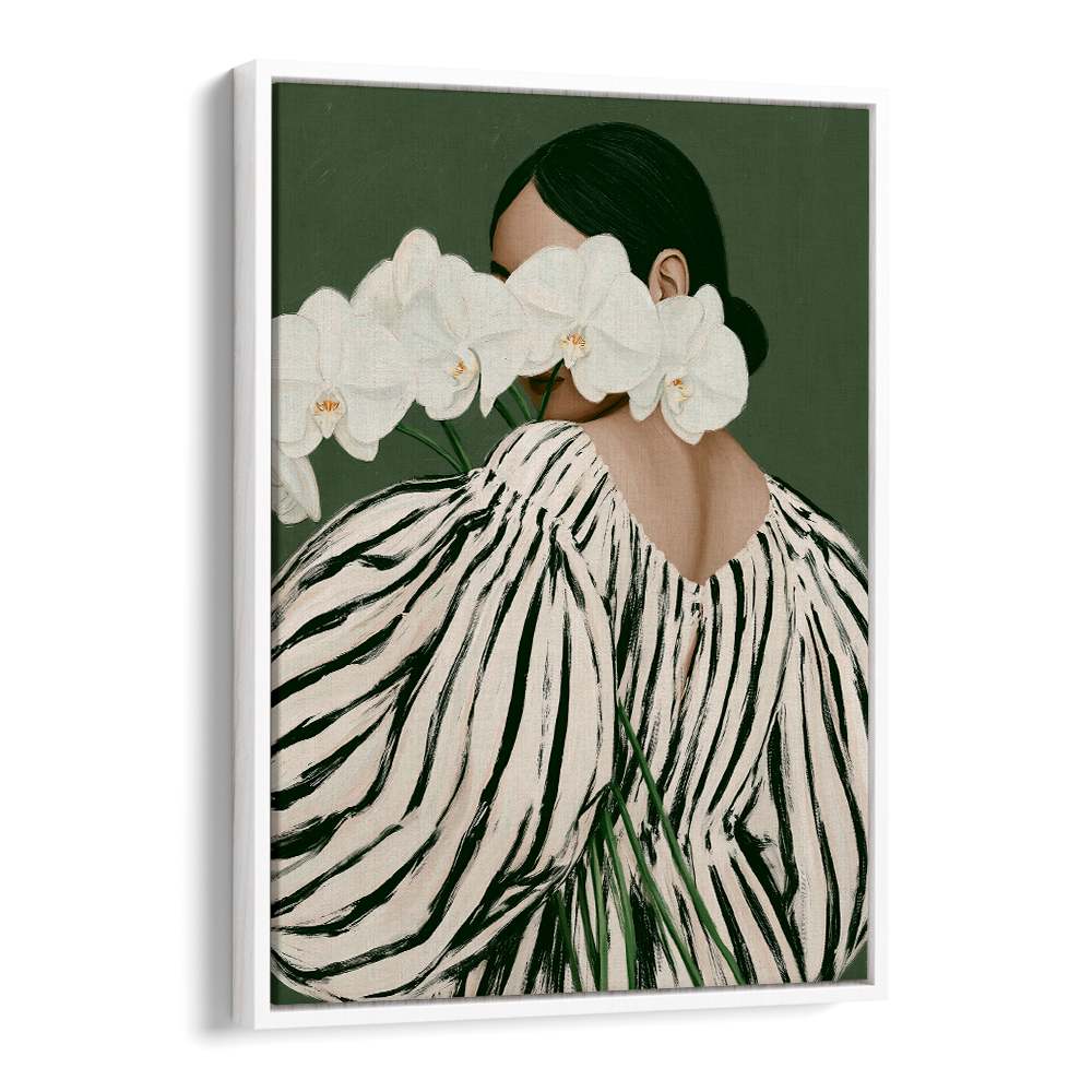 WOMAN WITH WHITE ORCHIDS