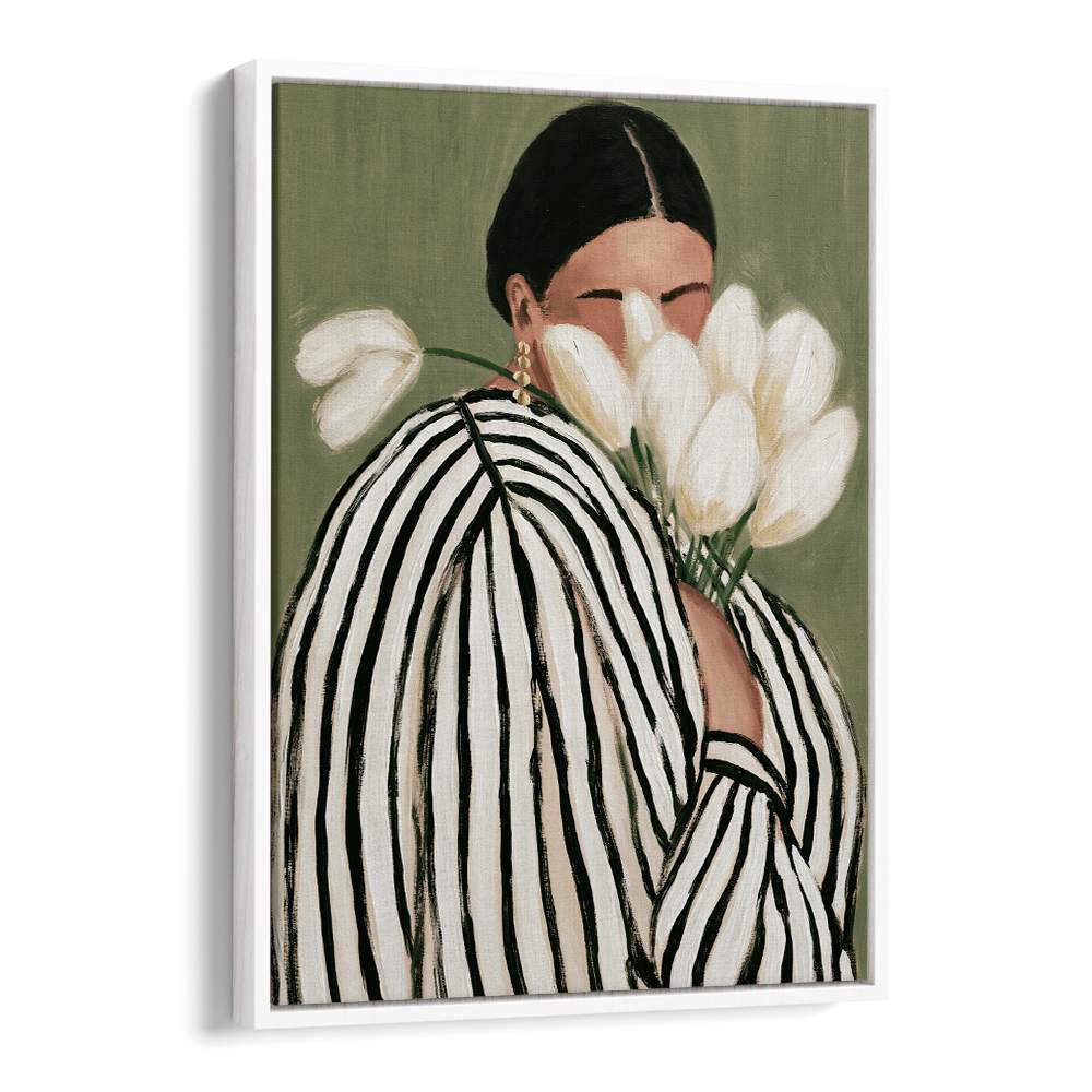 STRIPED WOMAN WITH TULIPS