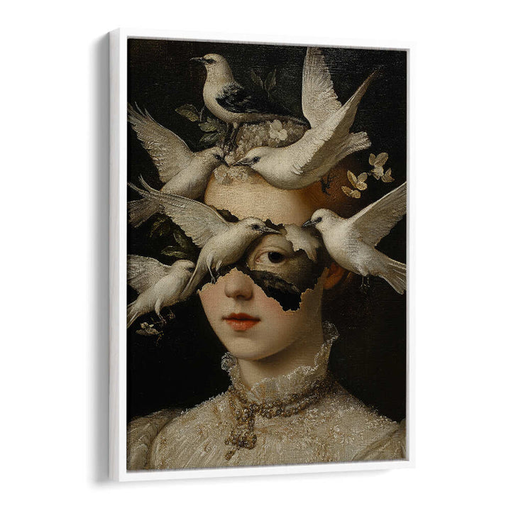 WOMAN WITH WHITE BIRDS