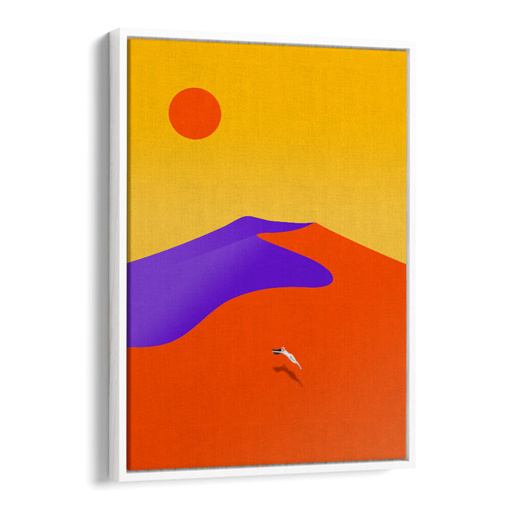 Vibrant FLOATING, LANDSCAPE PAINTINGS featuring bold colors and a serene desert scene, perfect for any modern decor.