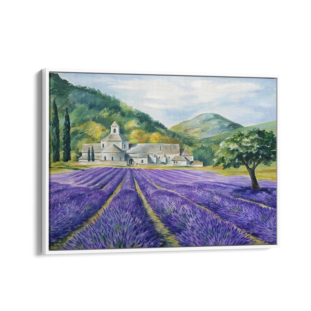 Breathtaking Lavender Field Serenity, landscape paintings showcasing tranquil lavender blooms and serene countryside views.