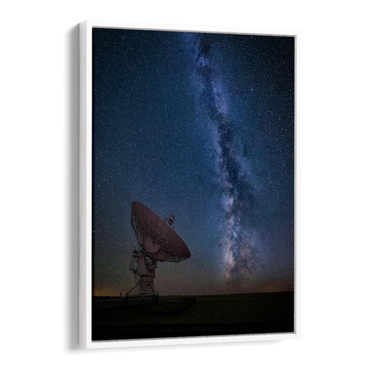 Transform your space with stunning CONTACT, PHOTOGRAPHY PRINTS showcasing the Milky Way and a satellite dish.