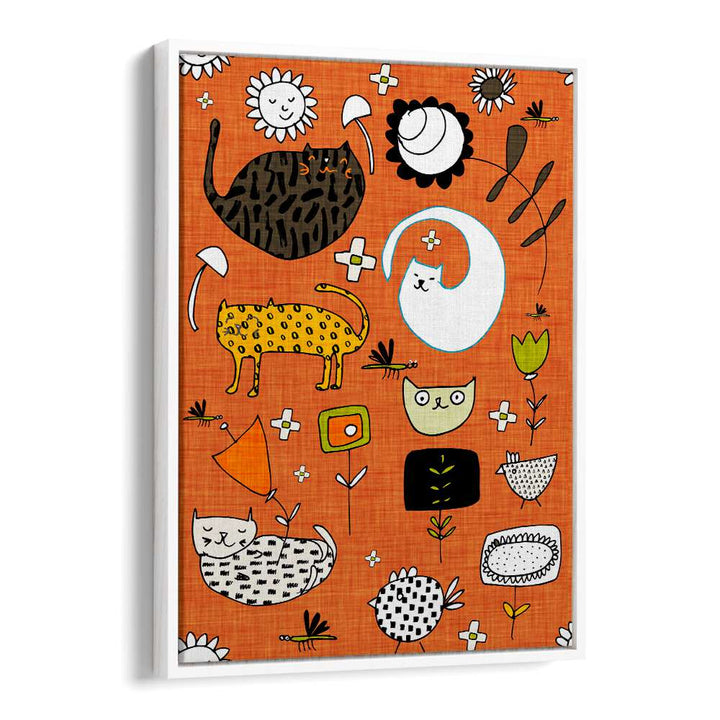 Bright and playful SPRING CAT ORANGE, KIDS ROOM PAINTINGS, adding charm to any child's space with adorable cat designs.