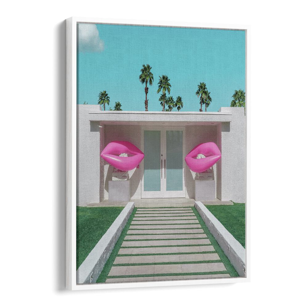 surreal painting - MID-CENTURY MODERN HOUSE WITH PINK LIPS by Asianmonk