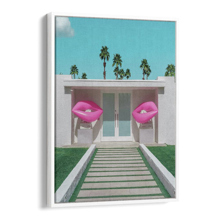 surreal painting - MID-CENTURY MODERN HOUSE WITH PINK LIPS by Asianmonk