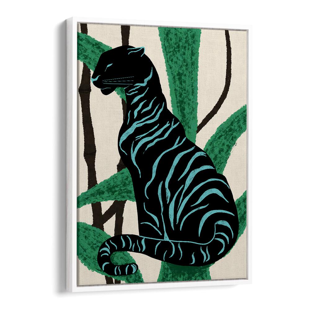 Stunning BLACK CHARACTER, ANIMAL PAINTINGS featuring a striking black tiger against vibrant green foliage. Perfect for art lovers!