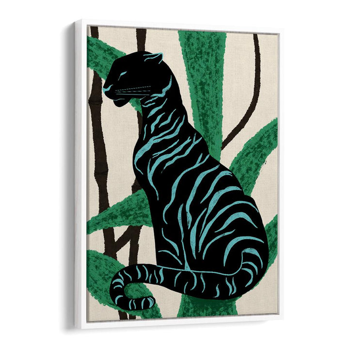 Stunning BLACK CHARACTER, ANIMAL PAINTINGS featuring a striking black tiger against vibrant green foliage. Perfect for art lovers!