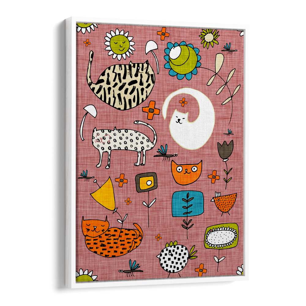 Bright and playful SPRING CAT PINK, KIDS ROOM PAINTINGS bring joy and color to any child's room decor.