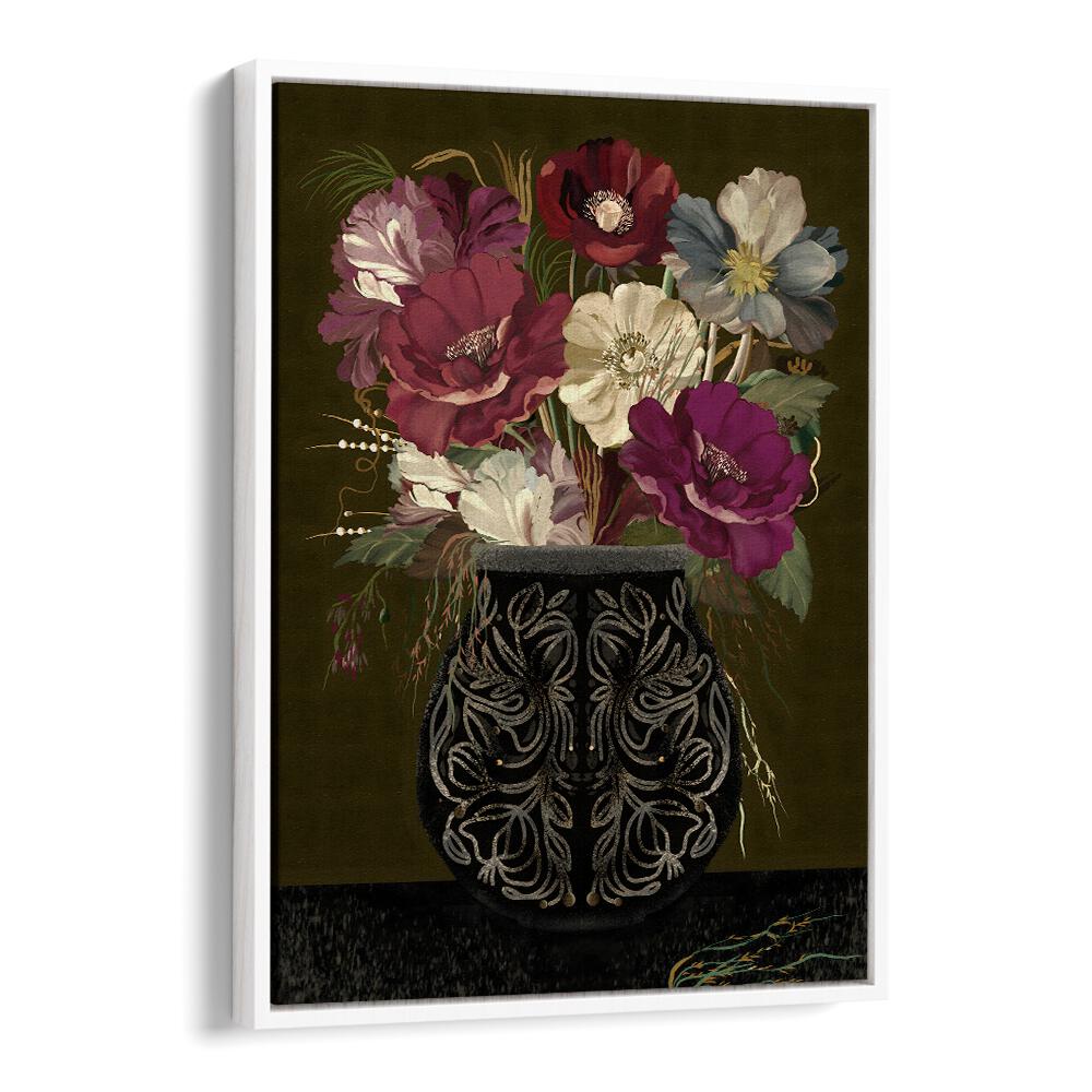 Stunning VINTAGE BOUQUET, FLORAL FLOWER PAINTINGS featuring elegant dried flowers in a beautifully crafted vase.
