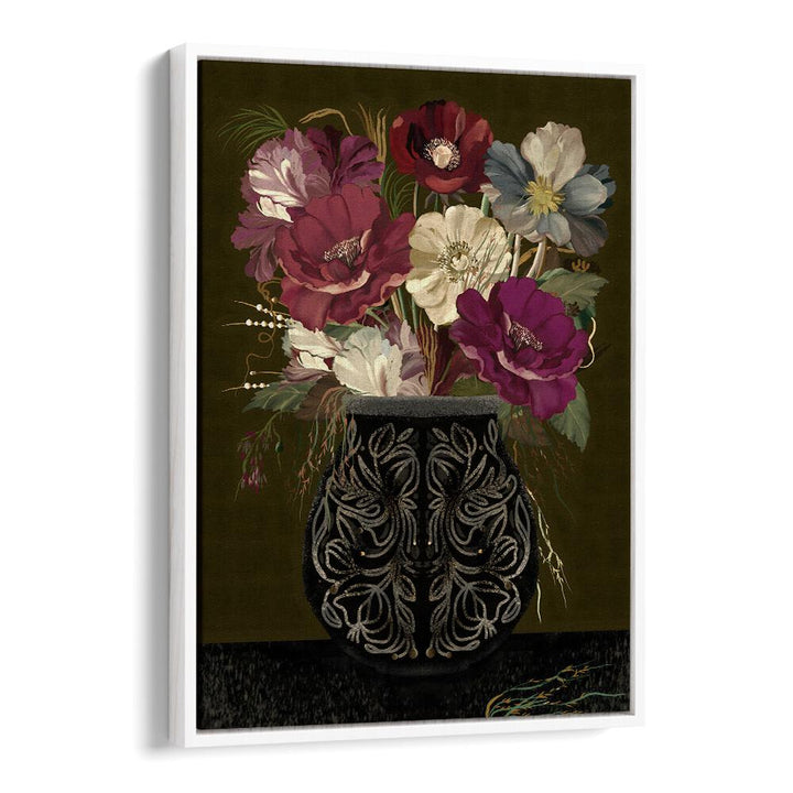Stunning VINTAGE BOUQUET, FLORAL FLOWER PAINTINGS featuring elegant dried flowers in a beautifully crafted vase.