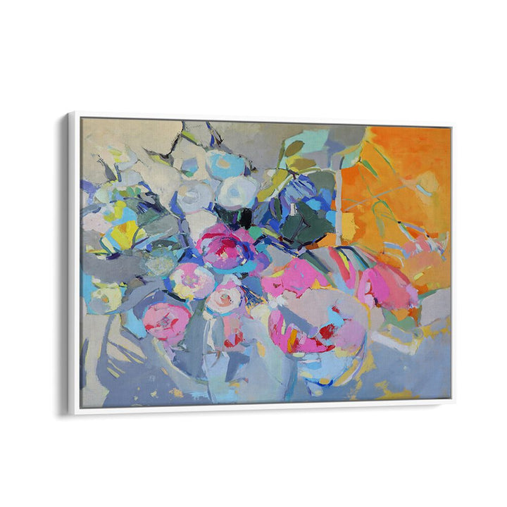 Vibrant GLASS AND ROSES, ABSTRACT PAINTINGS artwork showcasing flowers in a stunning, elegant design for your decor.