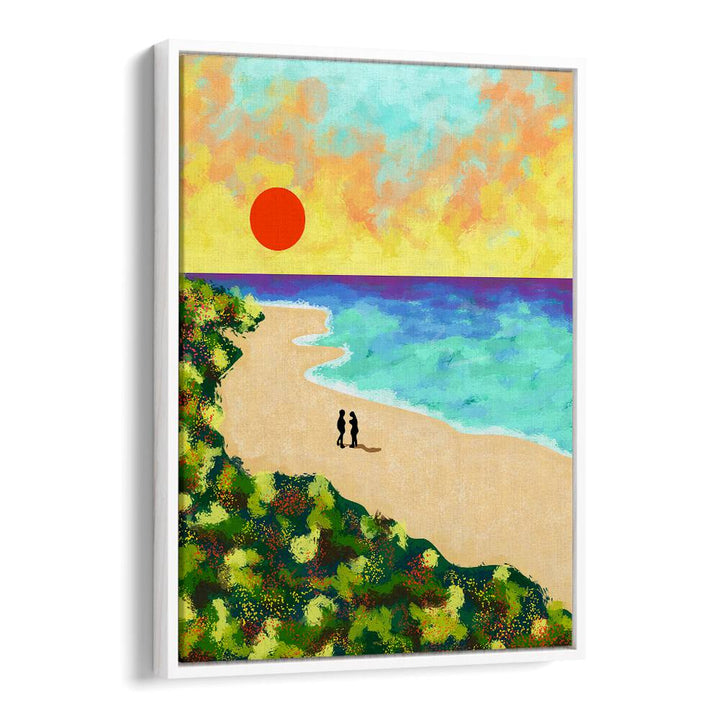 Vibrant sunset beach scene highlighting the enchanting GOLDEN GLOW, LANDSCAPE PAINTINGS for your home decor.