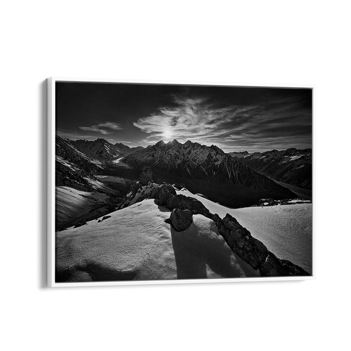 Experience the serene beauty of moonlight over Tasman Glacier with stunning photography prints, elevating your decor.