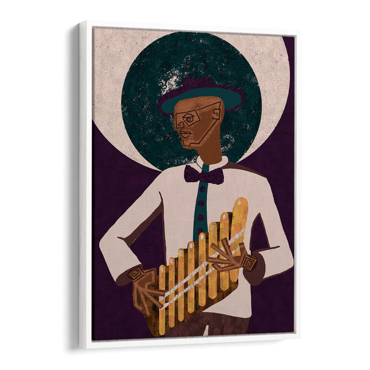 Stylish MUSICIAN GUY VI, MOVIE POSTERS featuring a musician with a pan flute, perfect for art and music lovers.