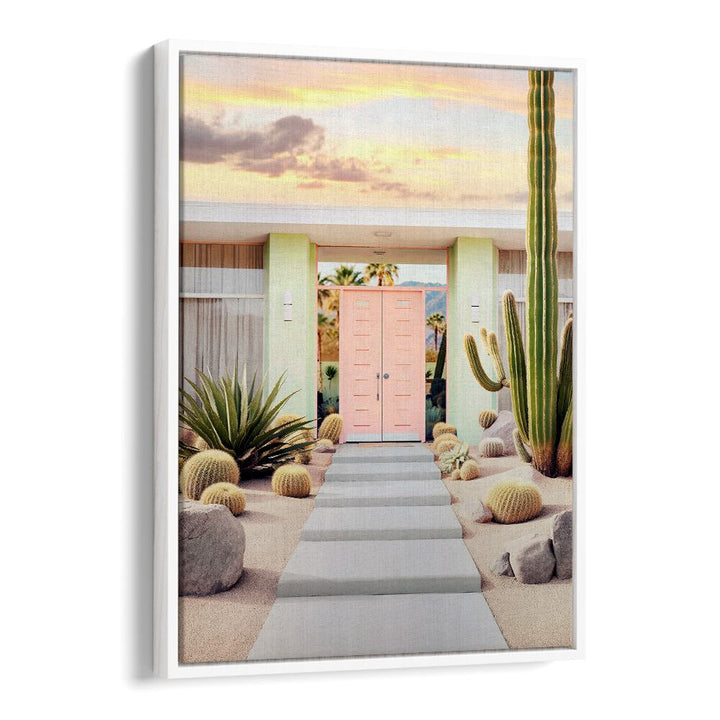 Serene twilight at a Palm Springs home, showcasing the END OF THE DAY IN PALM SPRINGS, BEACH PAINTINGS collection.