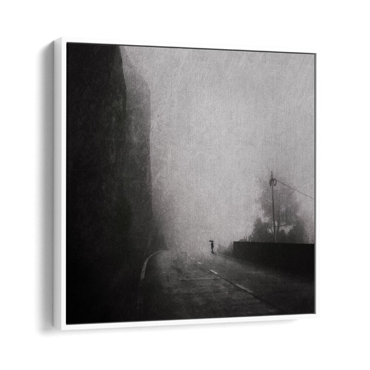 surreal painting - FOGGY COUNTRY ROAD WALL ART by Asianmonk