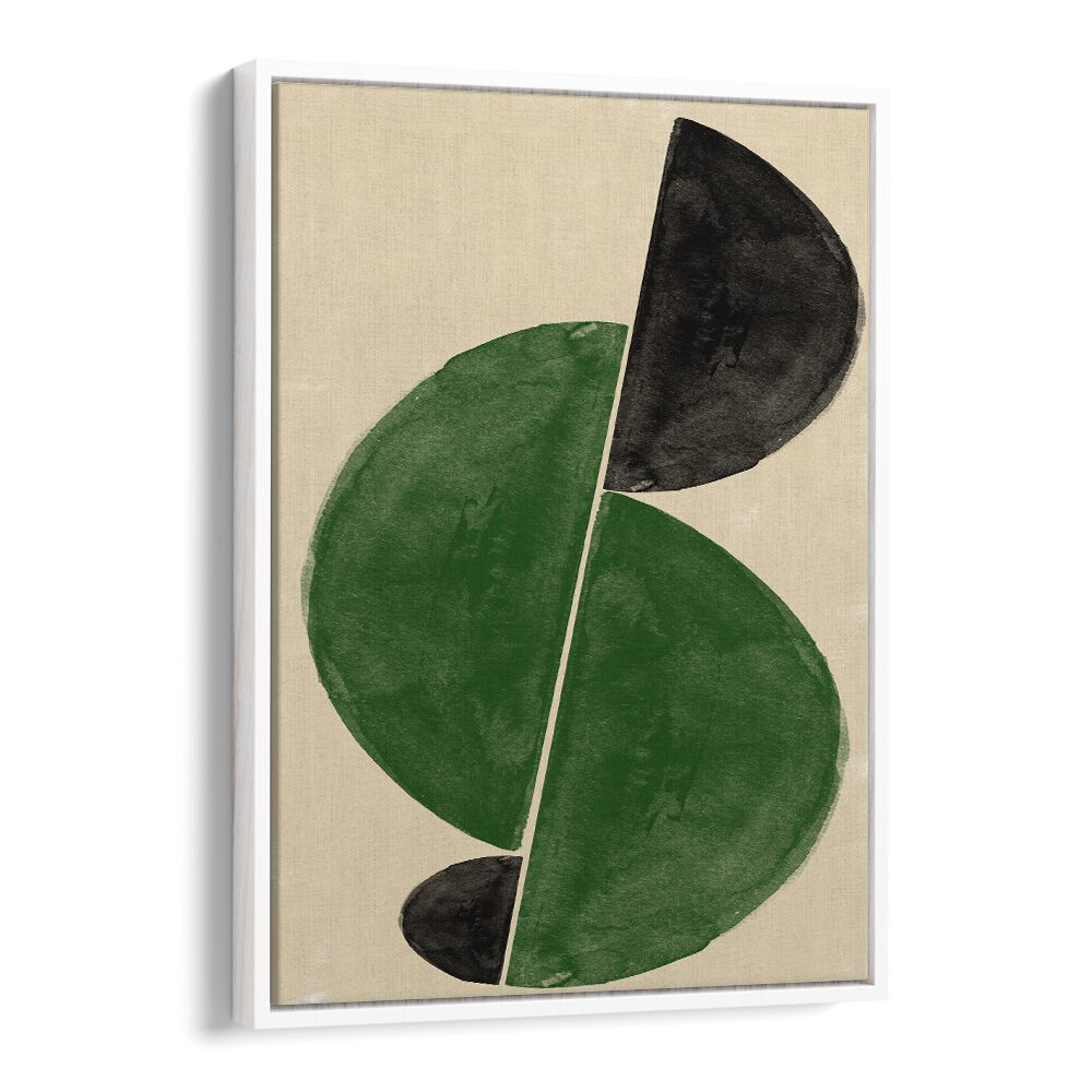 INTERACTION BALANCE NO.4, ABSTRACT PAINTINGS showcases a harmonious blend of green and black shapes on canvas.