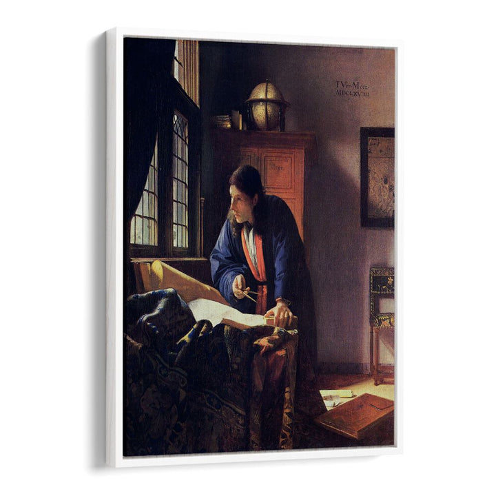 THE GEOGRAPHER (1669) FAMOUS PAINTING BY JOHANNES VERMEER, VINTAGE PAINTINGS