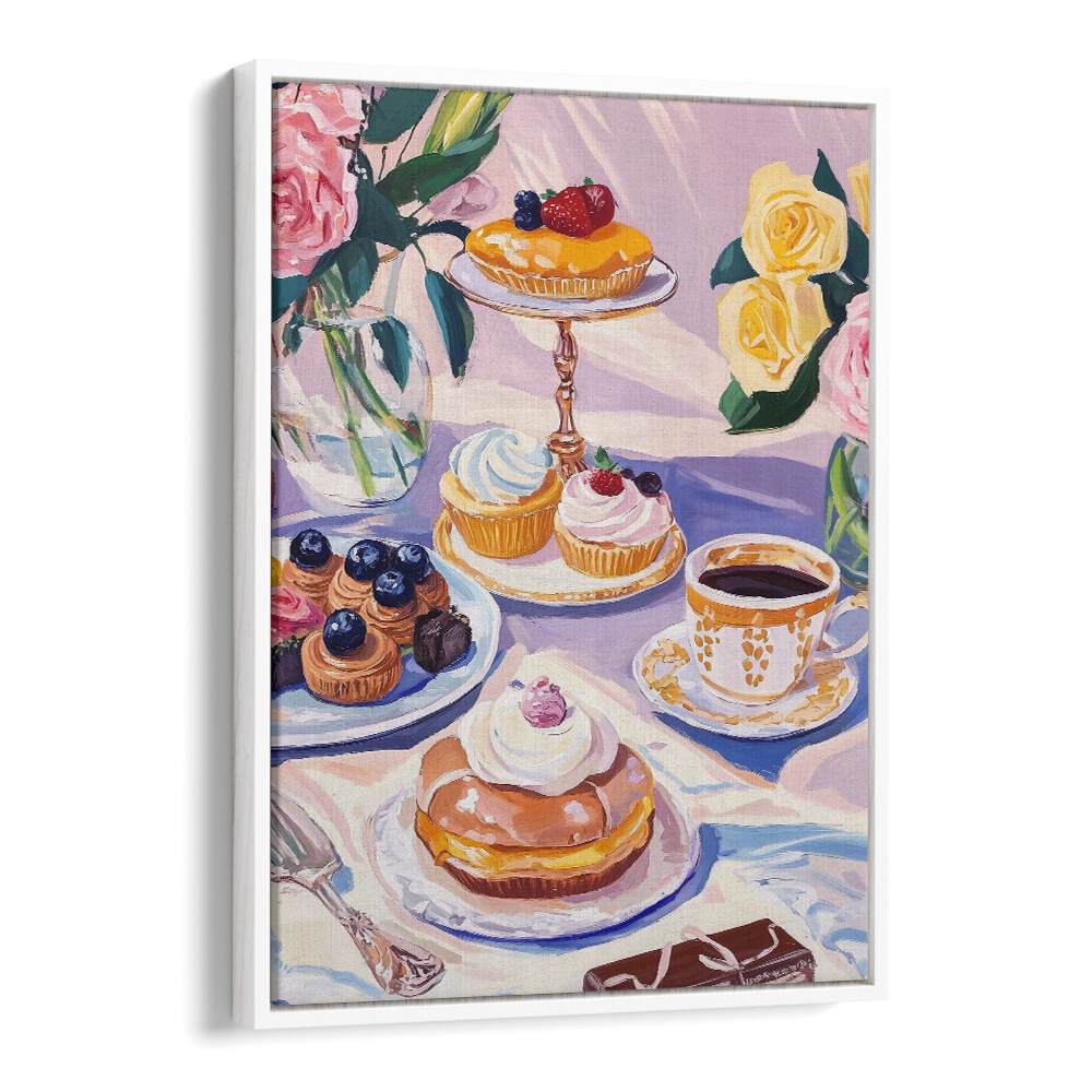 Elevate your celebrations with the DESSERT TABLE, KITCHEN POSTERS featuring elegant pastries and vibrant florals.