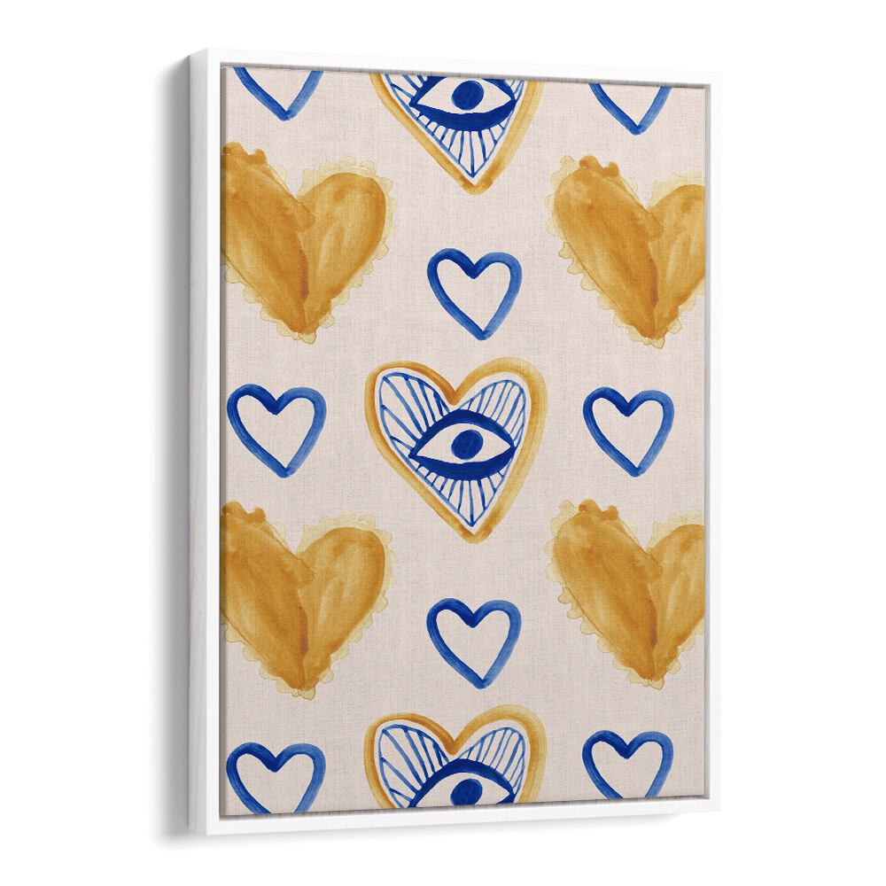 Bright and playful BEACH HOUSE WATER COLORS, BEACH PAINTINGS featuring heart designs, perfect for coastal decor.
