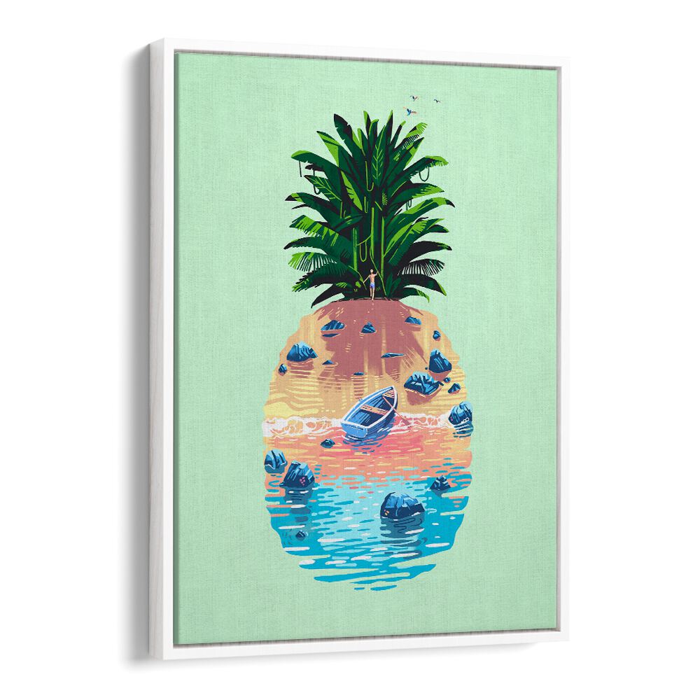 Vibrant PINEAPPLE ISLAND, BEACH PAINTINGS showcasing tropical vibes and serene waters for your decor.